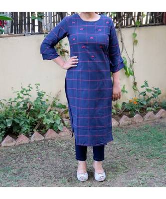 Blue Embroidered Cotton Ethnic Wear Women 1