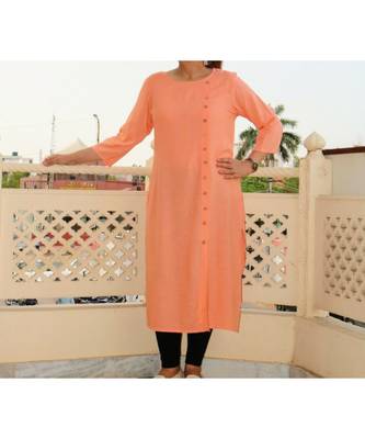 Peach Solid Rayon Ethnic Wear Women 1