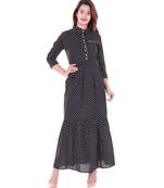 Black Printed Cotton Women Ethnic Wear