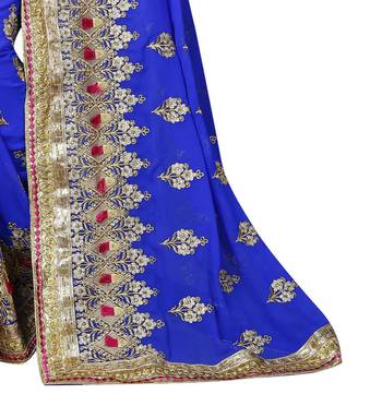 Blue Embroidered Georgette Saree With Blouse 3