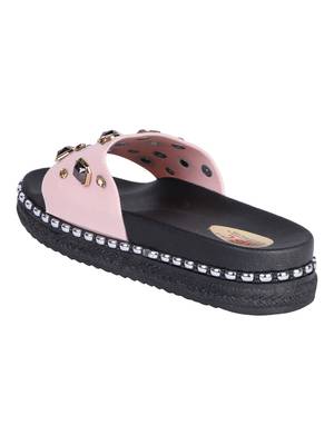 leatherette Stylish Fancy pink Platform Sandal For Women 3