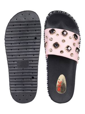 leatherette Stylish Fancy pink Platform Sandal For Women 4