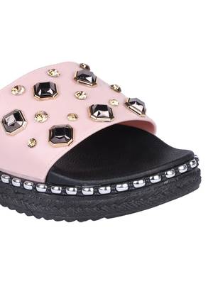 leatherette Stylish Fancy pink Platform Sandal For Women 5