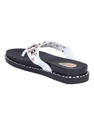 leatherette Stylish Fancy white Platform Sandal For Women 3