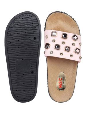 rubber Stylish Fancy Pink Platform Sandal For Women 4