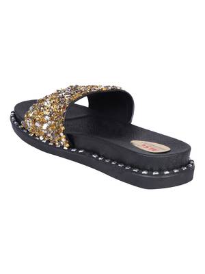rubber Stylish Fancy gold Platform Sandal For Women 3