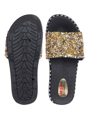 rubber Stylish Fancy gold Platform Sandal For Women 4