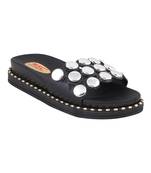 rubber Stylish Fancy black Platform Sandal For Women