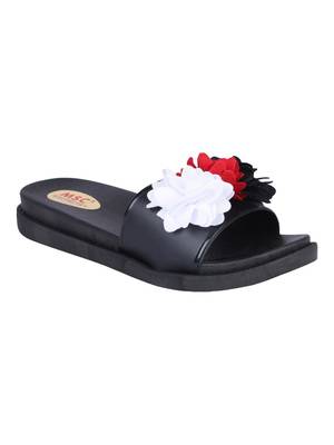 rubber Stylish Fancy Black Platform Sandal For Women 1