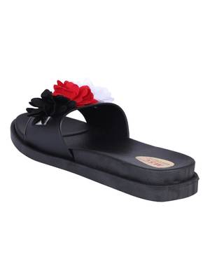 rubber Stylish Fancy Black Platform Sandal For Women 3