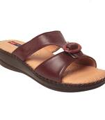 Women Maroon Leather Sandal