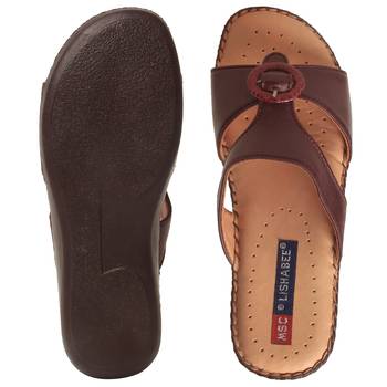 Women Maroon Leather Sandal 5