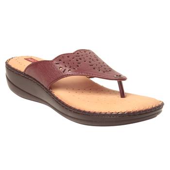 Women Maroon Leather Sandal 1