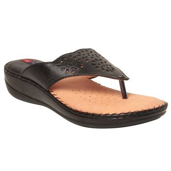 Women Black Leather Sandal 1