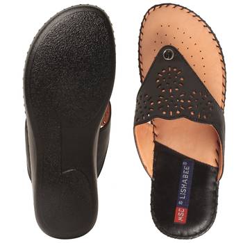 Women Black Leather Sandal 5