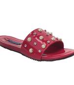 Women Red Synthetic Flats