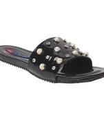 Women Black Synthetic Flats