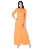 orange plain Long Rayon Kurta
