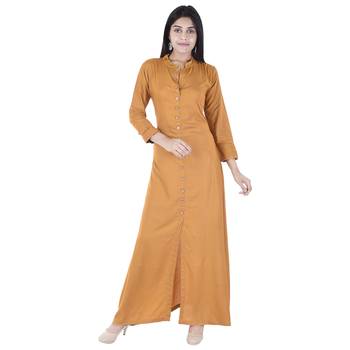 beige Long Rayon Kurta 1