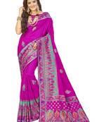 Pink Woven Banarasi Saree With Blouse