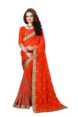 Red Woven Banarasi Saree With Blouse 1