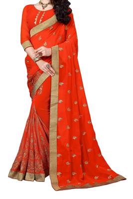 Red Woven Banarasi Saree With Blouse 2