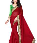 Maroon Woven Banarasi Saree With Blouse