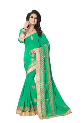 Green Woven Banarasi Saree With Blouse 1