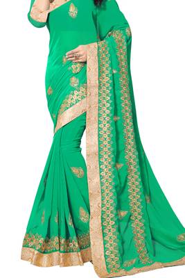Green Woven Banarasi Saree With Blouse 2