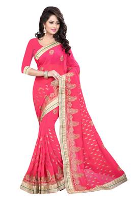 Pink Woven Banarasi Saree With Blouse 1