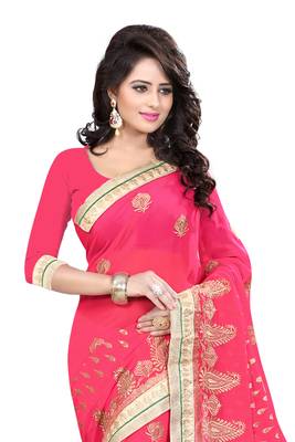 Pink Woven Banarasi Saree With Blouse 3