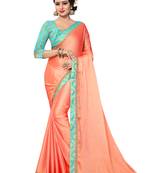 Peach Woven Silk Saree With Blouse