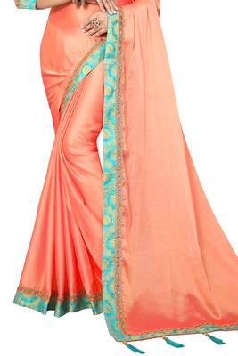 Peach Woven Silk Saree With Blouse 2