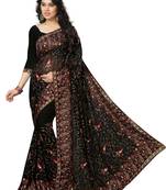 Black Embroidered Georgette Saree With Blouse