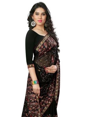 Black Embroidered Georgette Saree With Blouse 2