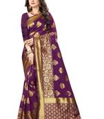 Purple Woven Banarasi Saree With Blouse