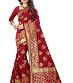 Maroon Woven Banarasi Saree With Blouse