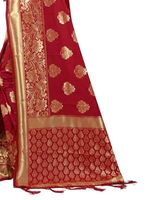 Maroon Woven Banarasi Saree With Blouse 4
