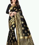 Black Woven Banarasi Saree With Blouse