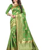 Green Woven Banarasi Saree With Blouse