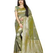 Green Woven Banarasi Saree With Blouse