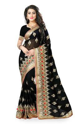 Black Embroidered Georgette Saree With Blouse 1
