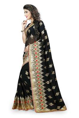 Black Embroidered Georgette Saree With Blouse 2