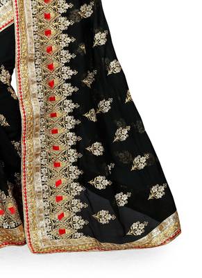 Black Embroidered Georgette Saree With Blouse 3