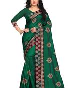 Green Embroidered Silk Saree With Blouse