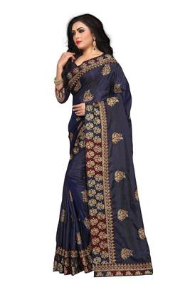 Grey Embroidered Silk Saree With Blouse 2
