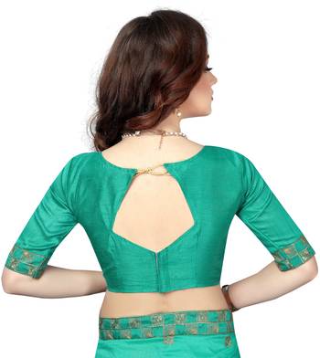 Green Embroidered Silk Saree With Blouse 5