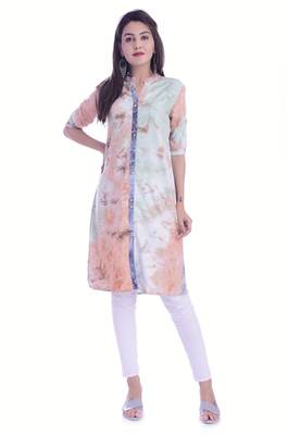 Multicolor Rayon Fabric Tie & Dye Straight Kurti 1