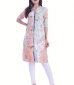 Multicolor Rayon Fabric Tie & Dye Straight Kurti