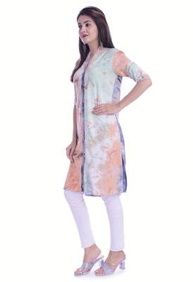 Multicolor Rayon Fabric Tie & Dye Straight Kurti 3